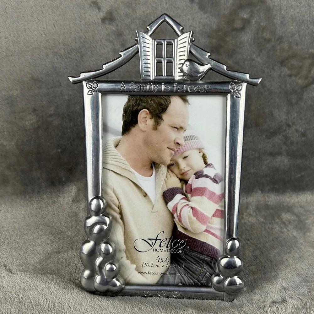 Fetco Home Decor Monica Family Is Forever Silver Tone 4x6 House Picture Frame